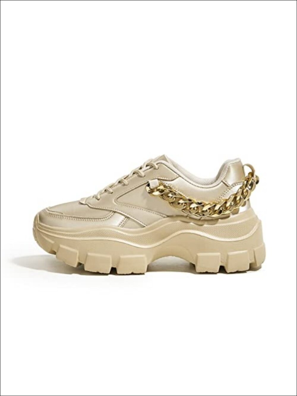 Chunky Platform Colorblock Lace-Up Walking Sneakers Lightweight PU Reflective